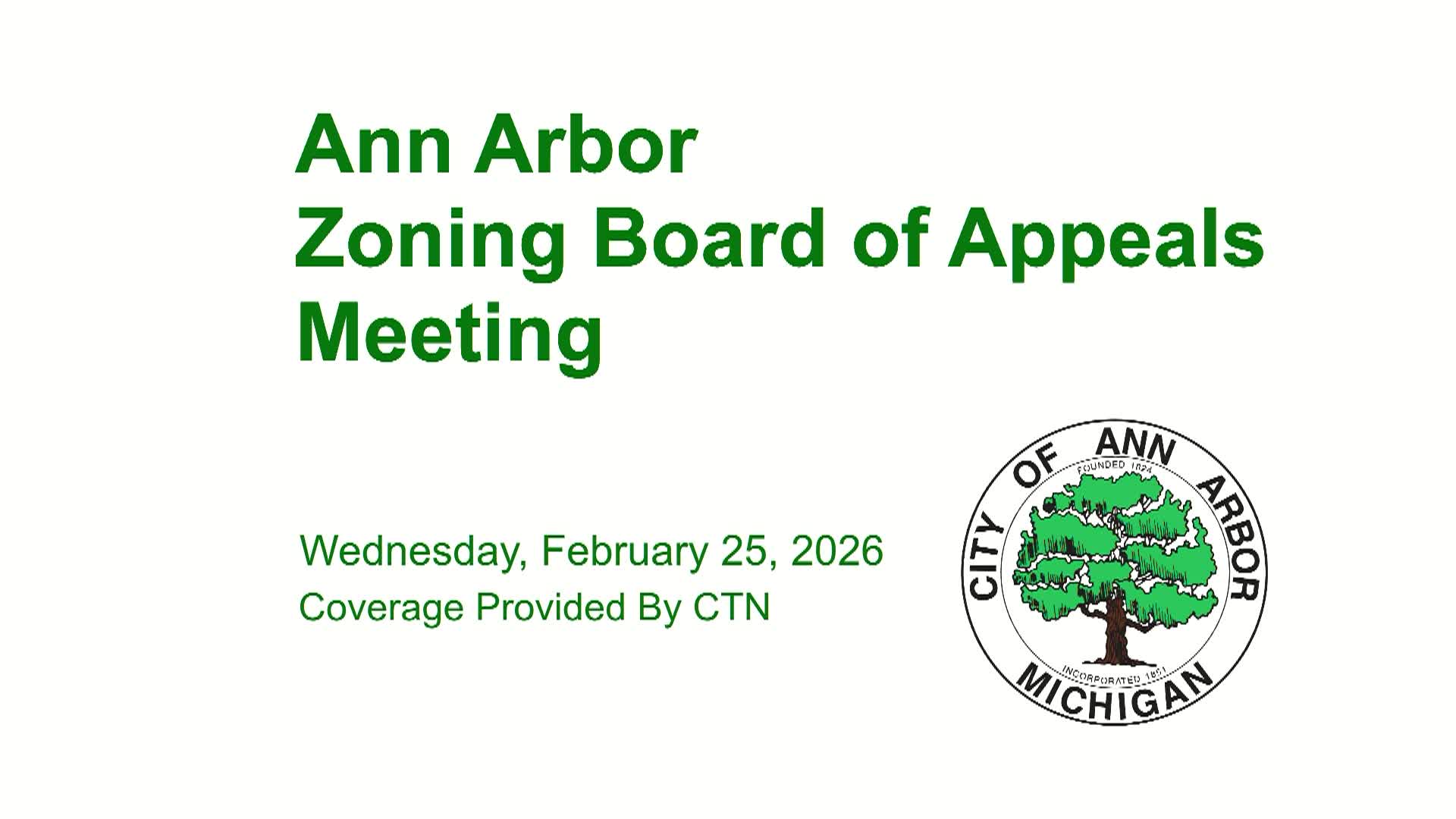 Thumbnail image for Zoning Board of Appeals Meeting 2/25/26