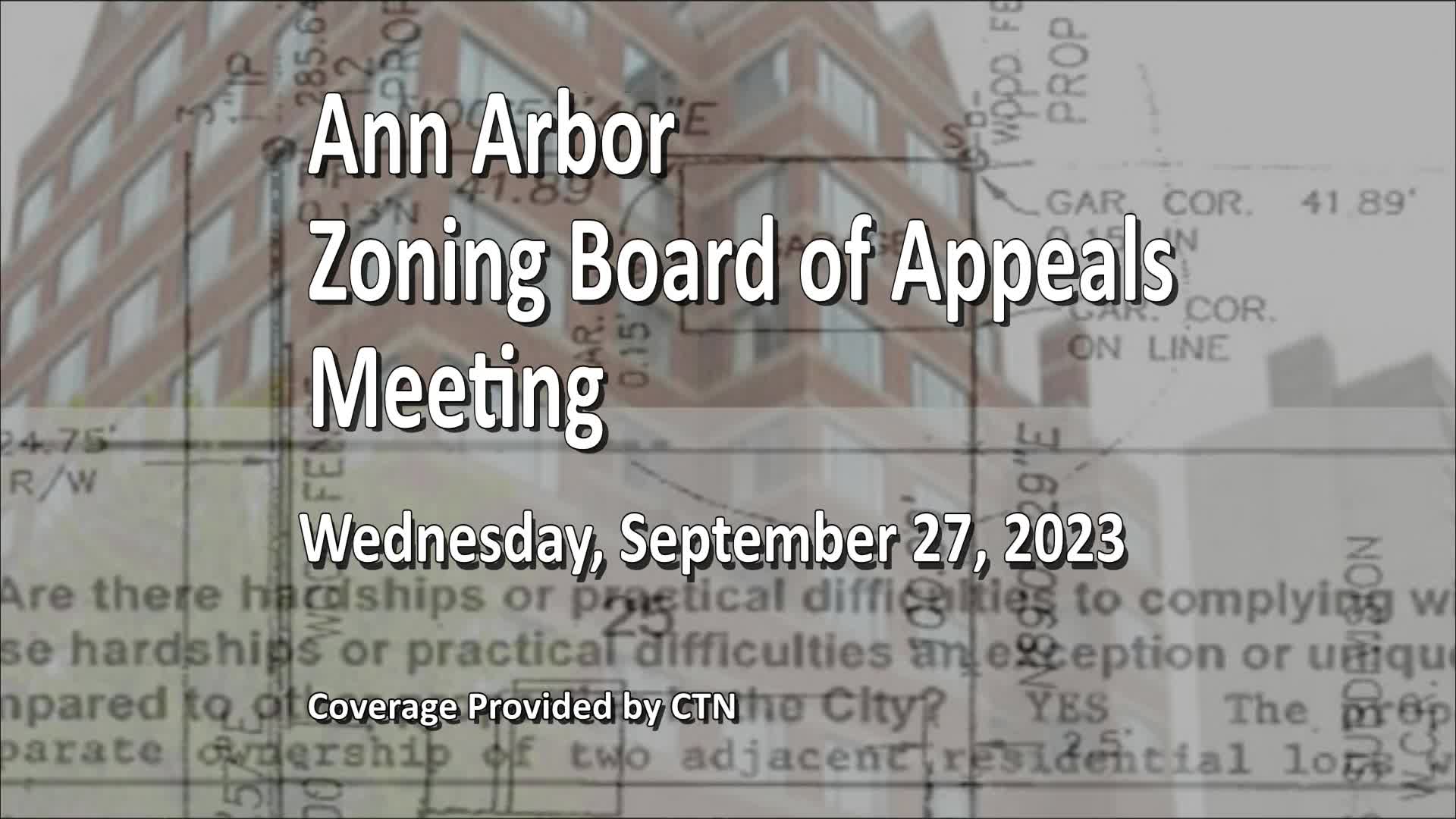 Thumbnail image for Zoning Board of Appeals Meeting 9/27/23
