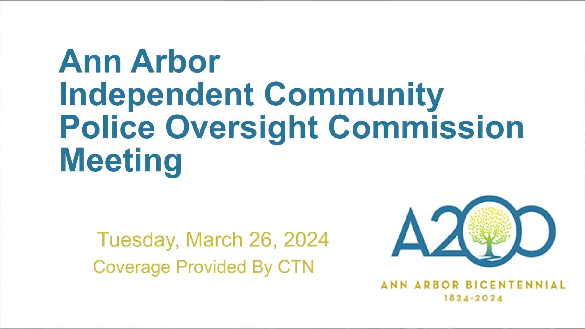 Thumbnail image for Independent Community Police Oversight Commission Meeting 3/26/24