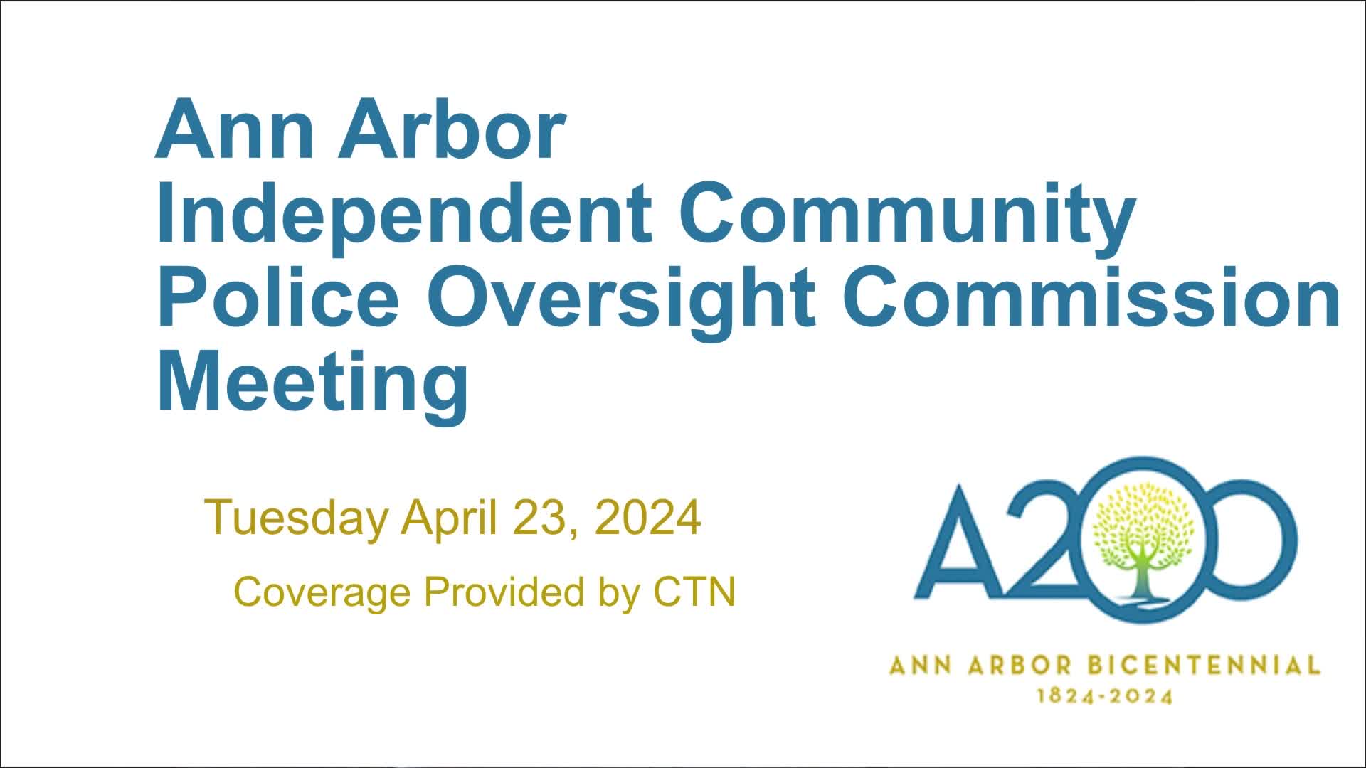 Thumbnail image for Independent Community Police Oversight Commission Meeting 4/23/24
