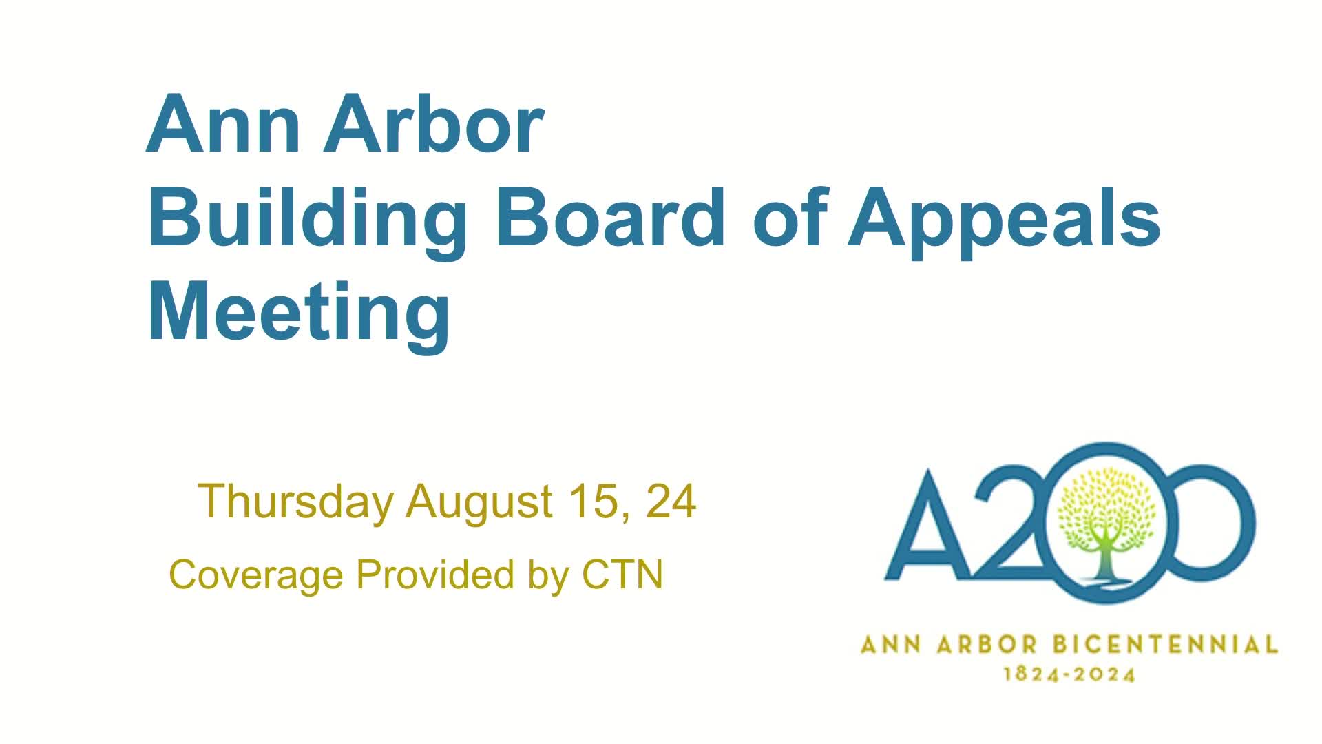 Thumbnail image for Building Board of Appeals Meeting 8/15/24
