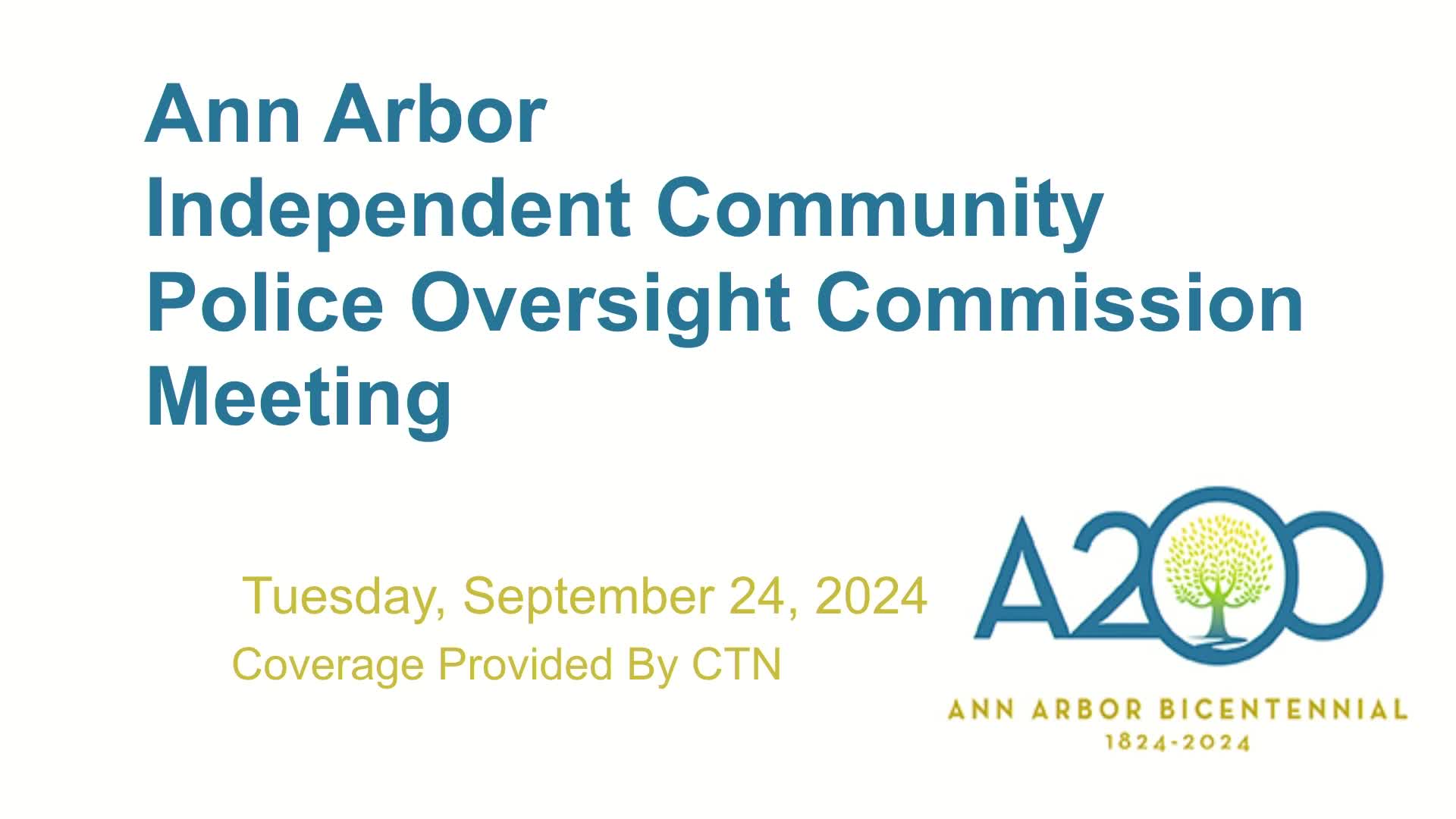 Thumbnail image for Independent Community Police Oversight Commission Meeting 9/24/24