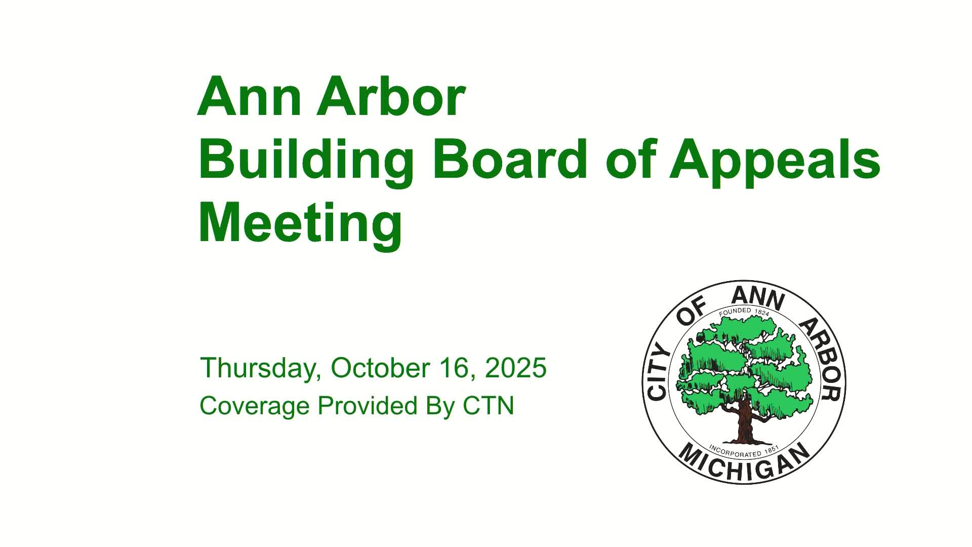 Thumbnail image for Building Board of Appeals Meeting 10/16/25