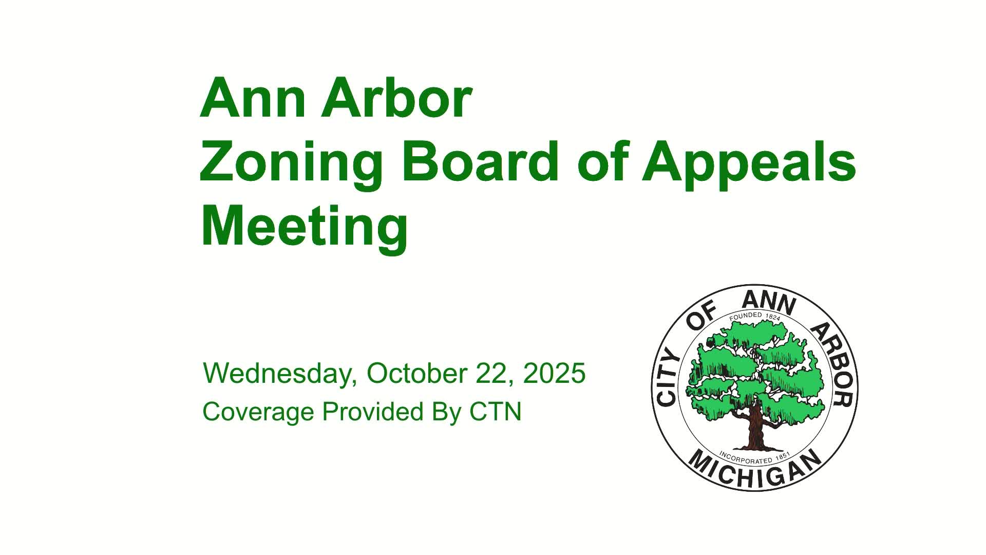 Thumbnail image for Zoning Board of Appeals Meeting 10/22/25